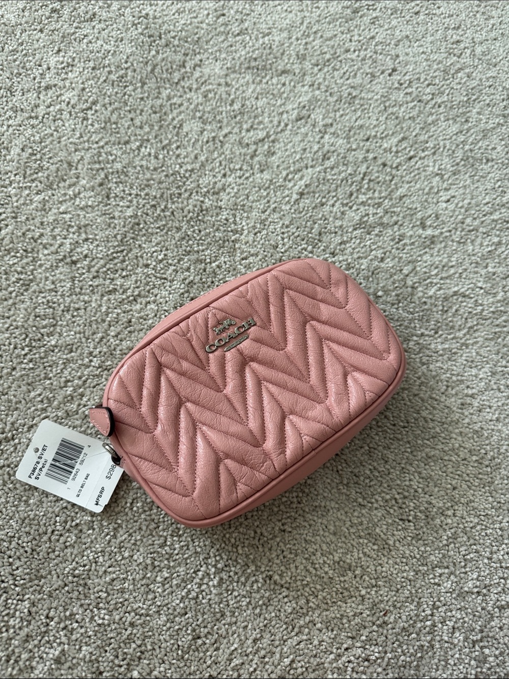 Coach Pink Quilted Leather Cosmetic Case